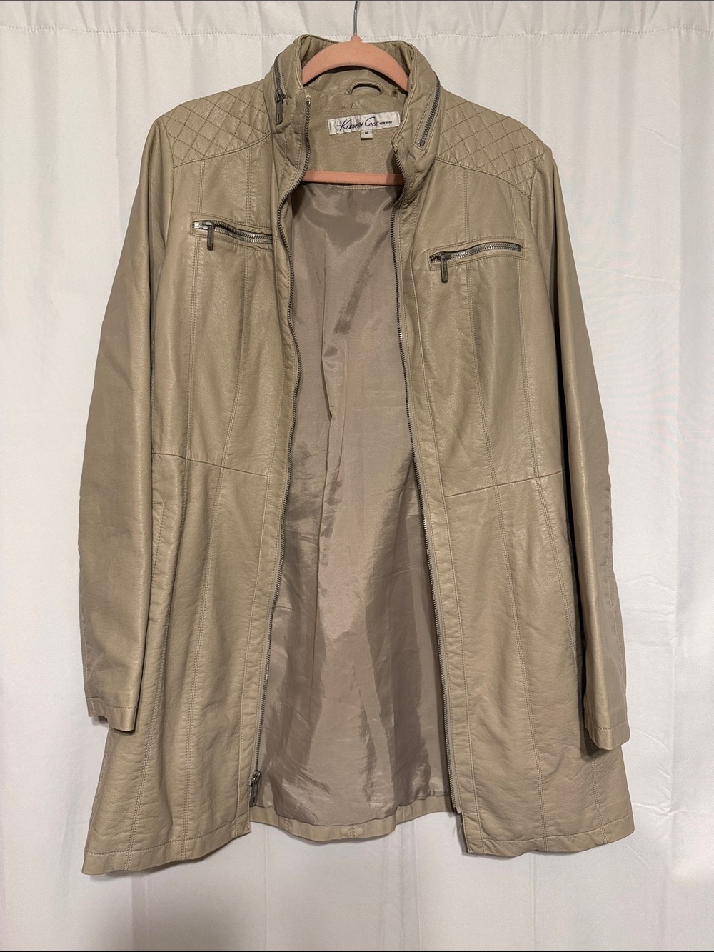 Kenneth Cole New York Beige Leather Jacket